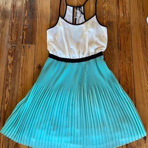 Cream & Mint Summer Dress Pleated Skirt NWT